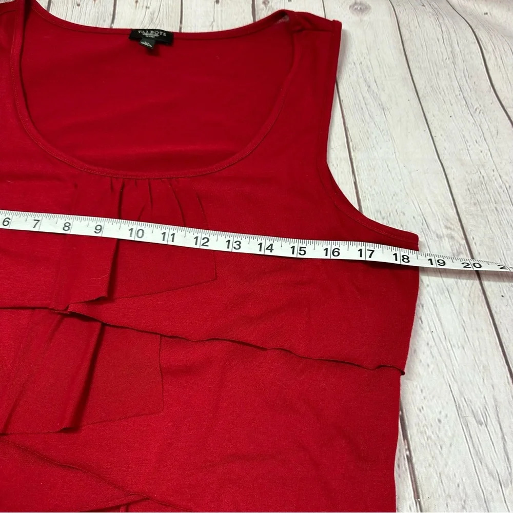 talbots deep red sleeveless tank shell layering sz petite large ruffles - Picture 5 of 7